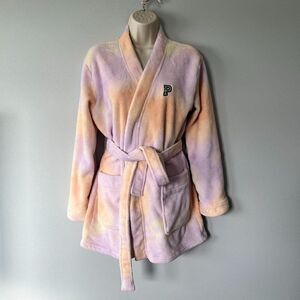 Pink Victoria's Secret Plush Faux Fur Tie Dye Robe Size XS/S